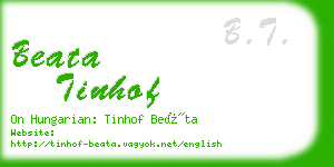 beata tinhof business card